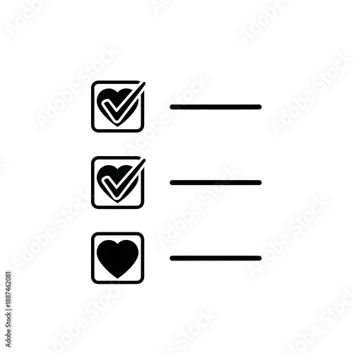 Promise Day Black and White Heart Checklist Vector, 3d, icons, logo, send, post