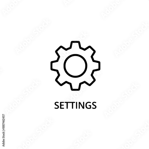 Outlined Gear Icon Symbolizing System Configuration, Adjustments, and Operational Preferences Interface