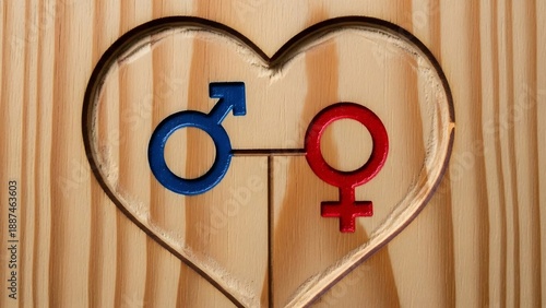 Male Female Symbols in Heart Shape.