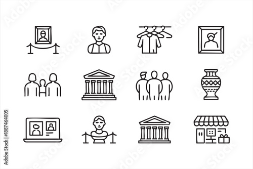 Art Gallery and Cultural Institution Line Icons Collection