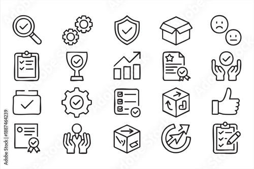 Approval and Validation Line Icons for App and Software Design