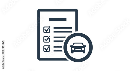 Vehicle inspection checklist icon representing successful automotive maintenance or certification approval