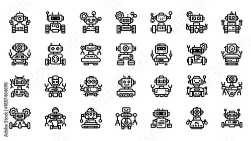Robots in various poses and shapes.