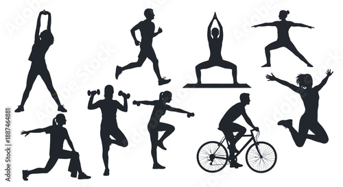 People engaging in various fitness activities