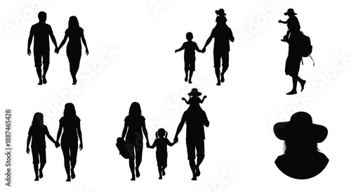 Collection of people silhouette walking together