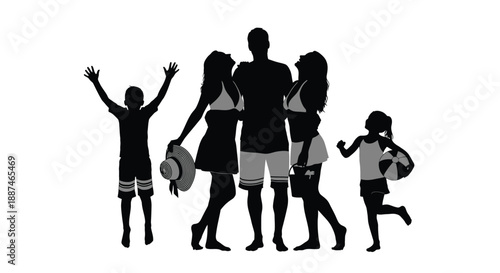 Happy family enjoying beach day together