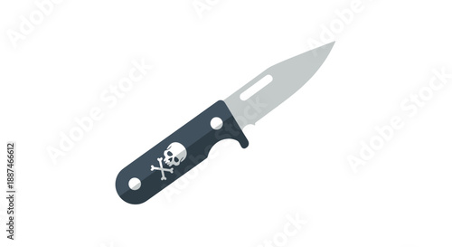 Black Pocket Knife with Skull Design.