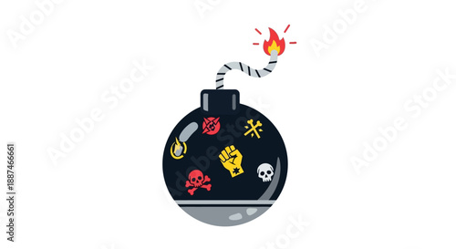 Bomb with Various Symbols on Surface.