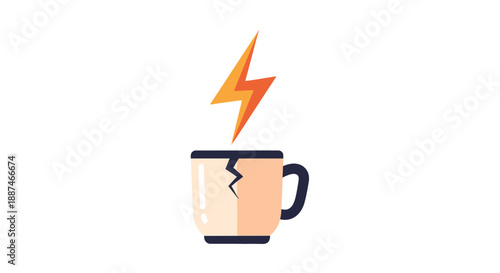 Broken Coffee Mug with Lightning Bolt.