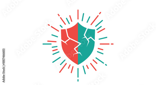 Broken Shield Logo Design Element.