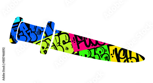 Colorful Graffiti Painted Skateboard Deck.