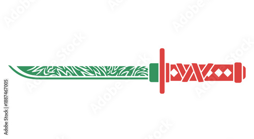 Decorative Dagger with Ornate Blade and Hilt.