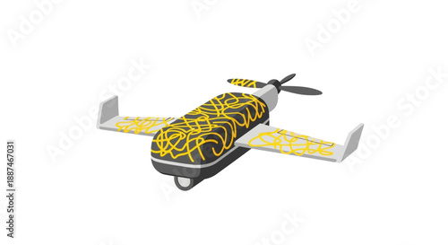 Drone with Yellow and Black Patterned Body.