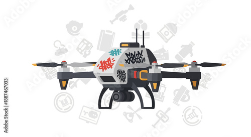 Drone with Camera and Sensors Aerial.