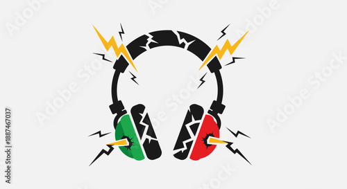 Electric Headphones with Lightning Bolts and Colors.