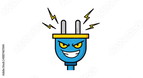 Electric Plug Cartoon Character Smiling Energetically.