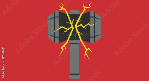 Electricity Surrounding a Gray Metallic Hammer.