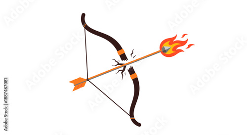 Flaming Arrow on Tensioned Bowstring Ready.