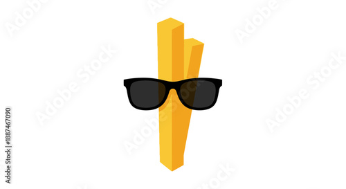 French Fries Wearing Sunglasses Character.