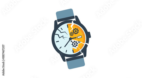 Modern Watch with Leather Strap and Open Face.