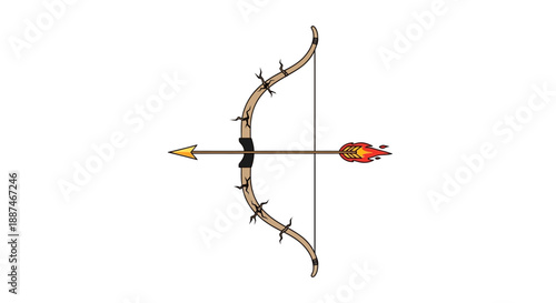 Recurve Bow with Arrows Ready to Fire.