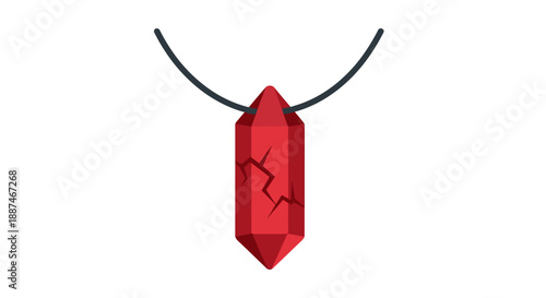 Red Crystal Pendant on Black Cord Necklace.