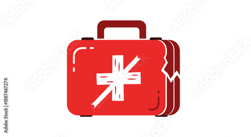 Red First Aid Kit Icon Illustration.