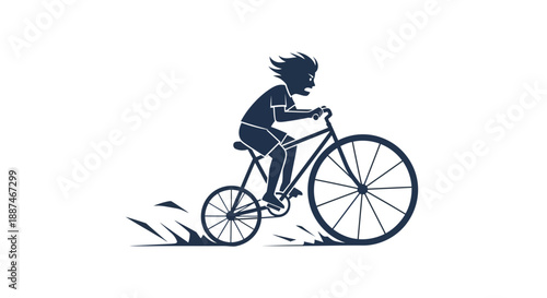 Silhouette of Cyclist Riding Bicycle Fast.