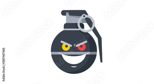 Angry Cartoon Gas Pump Nozzle with Face.
