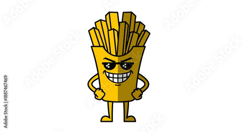 Angry Cartoon French Fries Character Illustration.