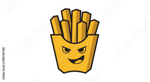 Angry French Fries Cartoon Character Illustration.