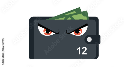Angry Wallet with Cash and Number.