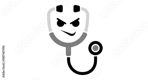 Angry Stethoscope with Facial Expression.