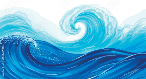 Ocean Waves Illustration Blue Water Flow Background