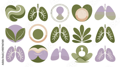 A creative collection of illustration lung icons.