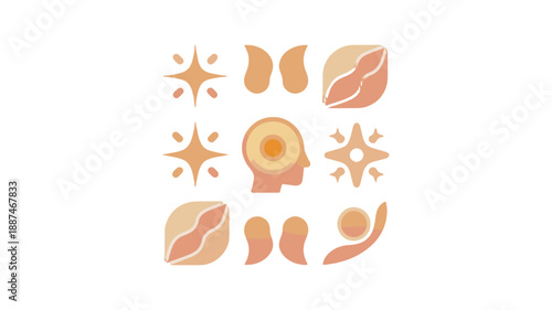 Abstract artistic composition with geometric shapes, conveying the theme of thoughts and mental processes.