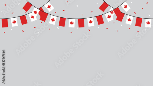 Seamless Canada Flag Party Bunting Border Background – Flat Design Illustration