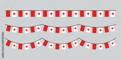 Seamless Canada Flag Party Bunting Border Background – Flat Design Illustration