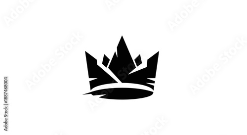 A minimalist black crown logo with sharp, angular peaks and a stylized base, set against a clean white background.