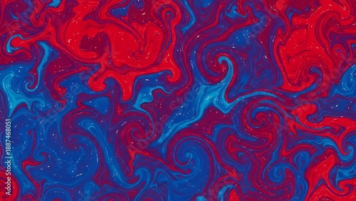 Vibrant Red Blue Swirling Liquid Pattern.