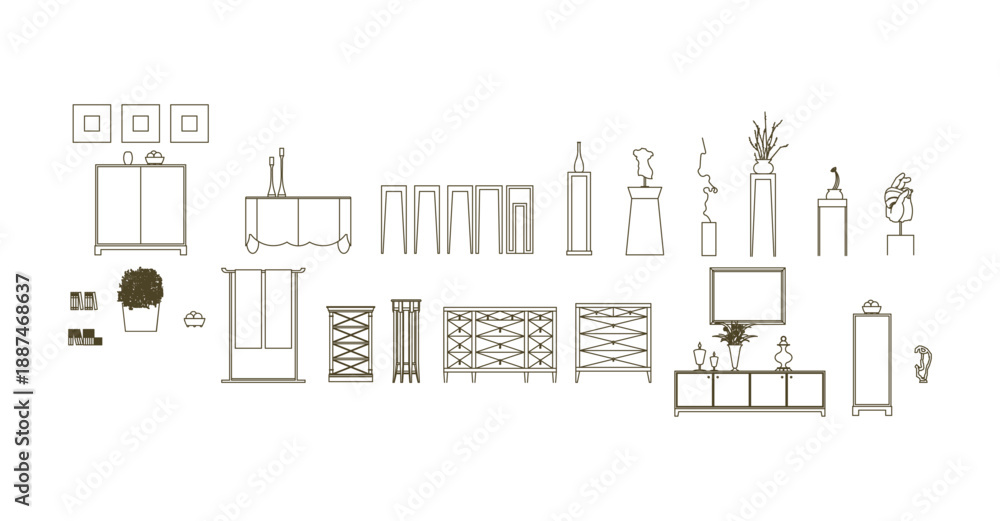 Naklejka premium Architectural Drawings, people plan vector interior, living room illustration, top view 