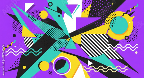 Retro Memphis geometric pattern abstract background