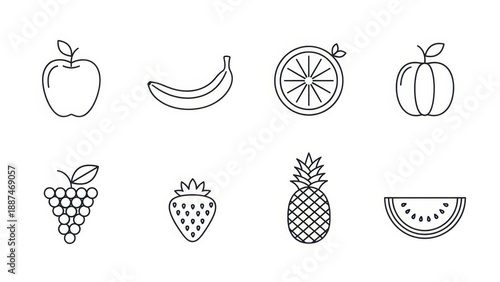Wallpaper Mural Fresh Fruit Icons Set Torontodigital.ca