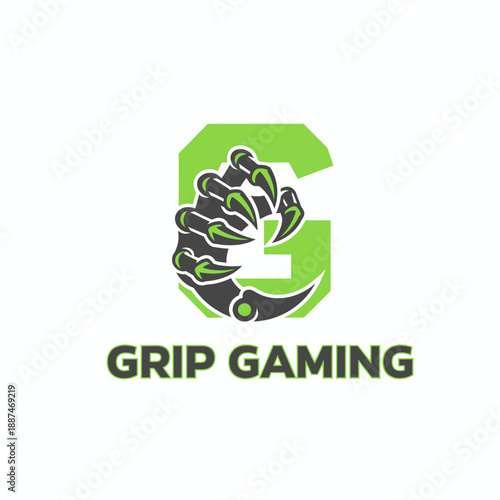 Monster claw clutching letter G mascot logo for esports team identity or gaming community channel profile branding Grip Gaming