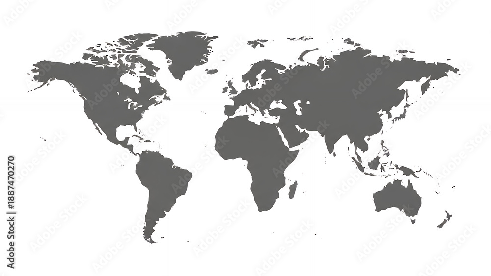 Fototapeta premium World Map Vector Illustration – Global Geography, Continents, and International Map Design