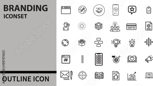 BRANDING Outline Icon Set for Logo Design, Brand Identity and Marketing