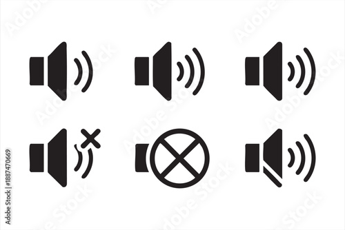 Audio Volume Control Icons For Media Player And App Interfaces