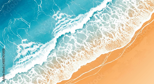 Beach Shoreline Aerial View Ocean Waves Sand Background