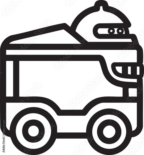 Robot driving a vehicle illustration isolated on white background