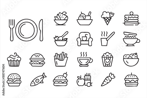 Restaurant Menu And Food Symbols For App Interfaces